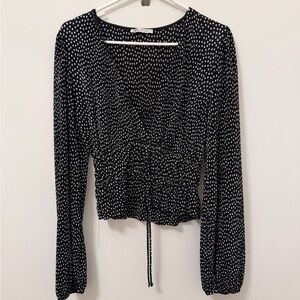 Zara Black and White Patterned Blouse